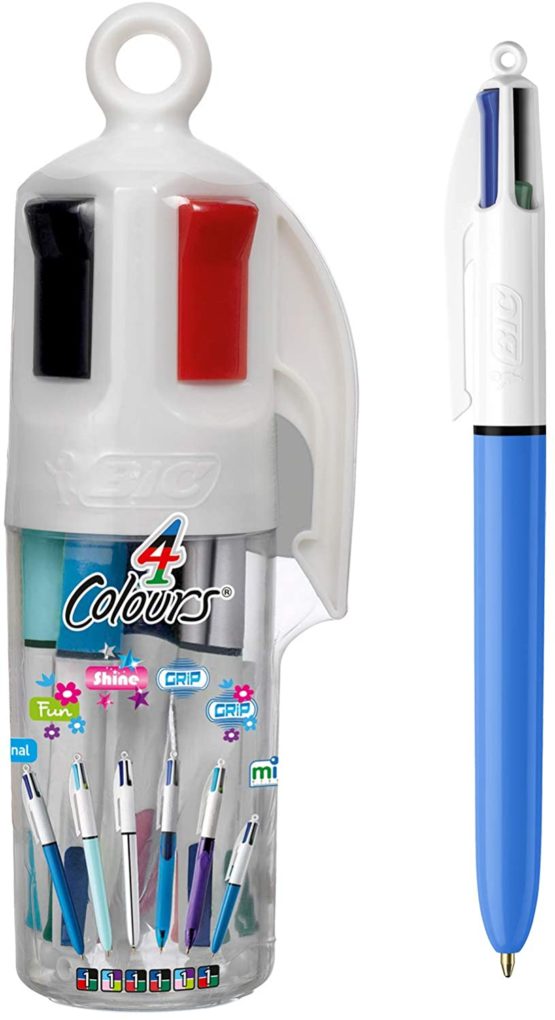 BIC 4 Colours Assorted Retractable Medium Point (1.0 mm) Ballpoint Pens, 6 Pens And Each Pen Contains 4 Colours