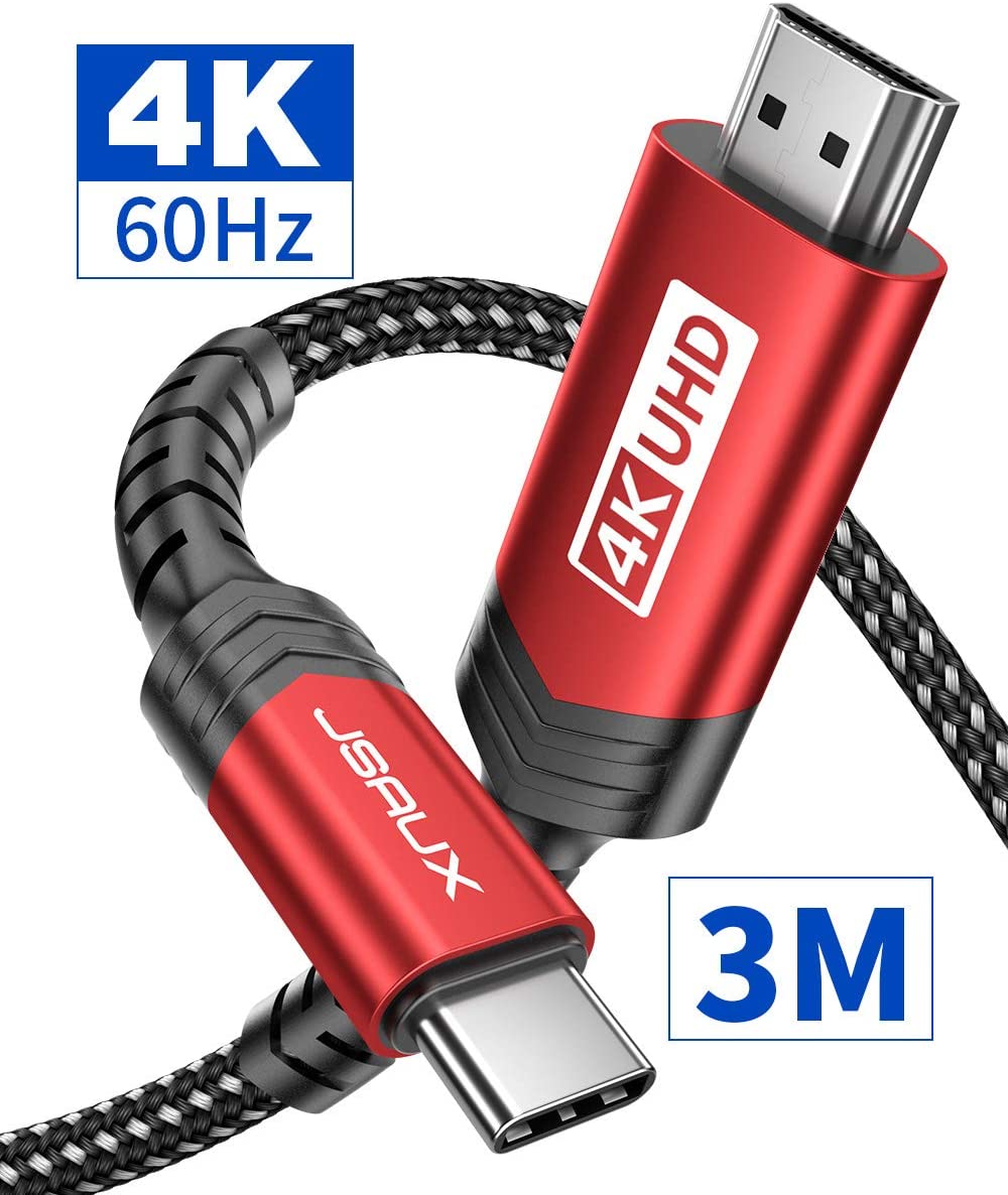 JSAUX USB C to HDMI Cable 3M4K@60Hz USB 3.1 Type-C to HDMI 2.0 Cable for Home Office (Thunderbolt 3/4 Compatible) with Galaxy S8 to S22