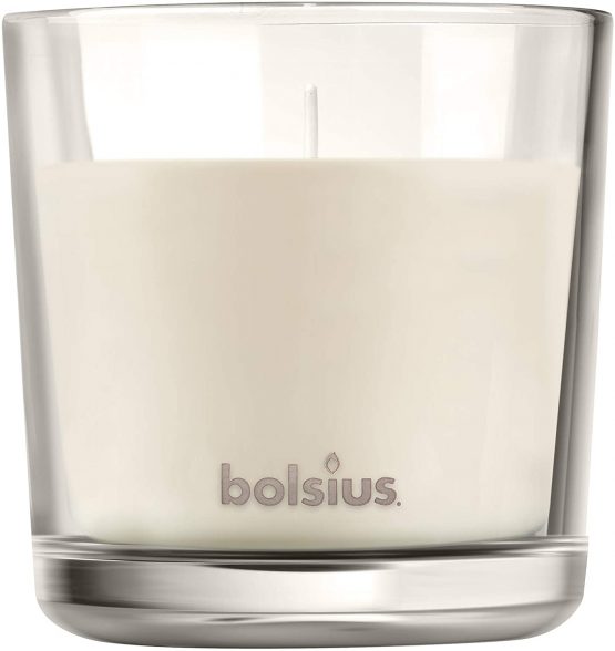 BOLSIUS Large Glass Scented Candle Pure Romance, Wax, White - Image 3