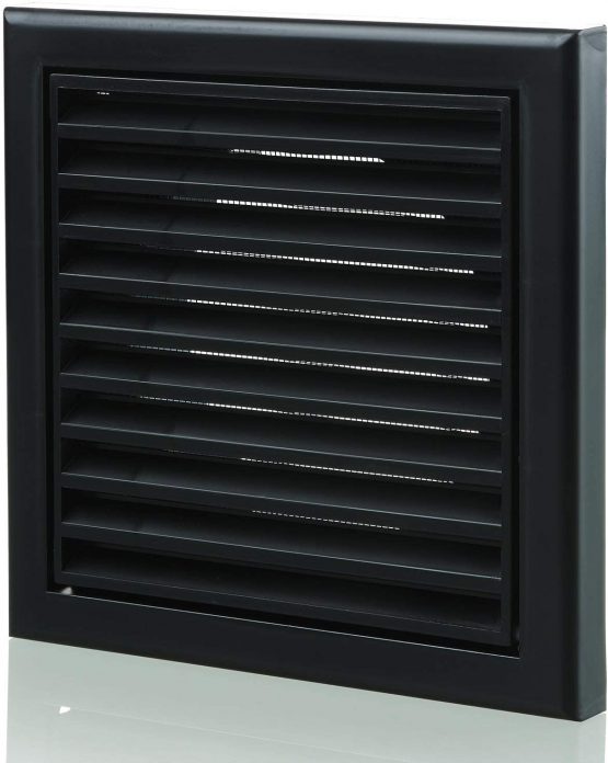 100 mm Plastic Louvred Wall Vent Grille 4 Inch Black Ceiling Extractor Fan Bathroom Cover with Flyscreen For Internal Or External Use Tumble Dryer Ventilation House Fans Hydroponics