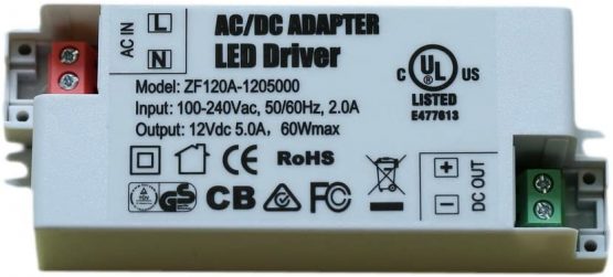 ADOGO® LED Transformer LED Power Supply- 60W 12V DC, 5A - Constant Voltage for LED Strip Lights and G4, MR11, MR16 LED Light Bulbs - Image 2