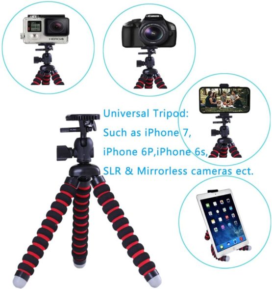 Phone Tripod, Tabletop Travel Portable and Flexible Camera Stand Holder with Wireless Remote and Universal Clip (7.58 inch) - Image 4