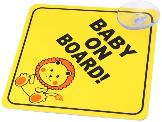 kuou 2 pcs Baby on Board Car Warning, Baby on Board Sticker Sign for Car Warning with Suction Cups - Image 2