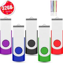 32GB Memory Stick 5Pack EASTBULL USB Flash Drive 32GB Swivel Design Memory Sticks Fold Storage (5 Mixed Color With Lanyard)