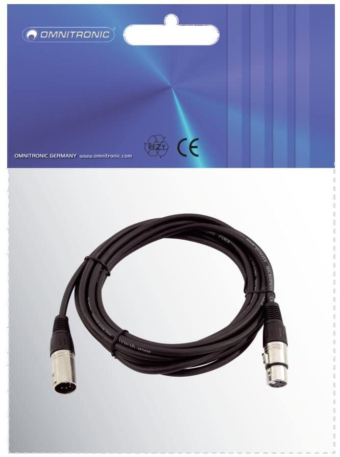 Omnitronic XLR cable, 5 pin, black, 5 m