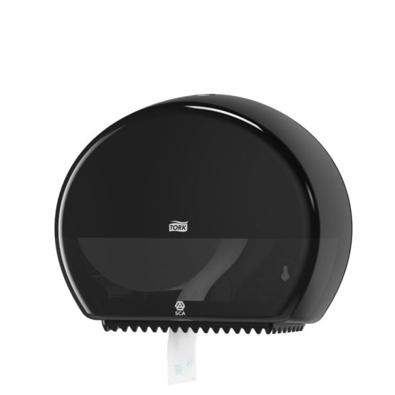 Tork W5509 Jumbo Toilet Paper Roll Plastic Dispenser, Black - Image 2