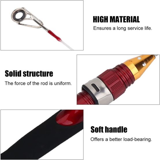 Dioche Ice Fishing Rod, 50cm Lightweight Mini 2 Sections Winter Ice Solid Fishing Shrimp Rod Pole - Image 2