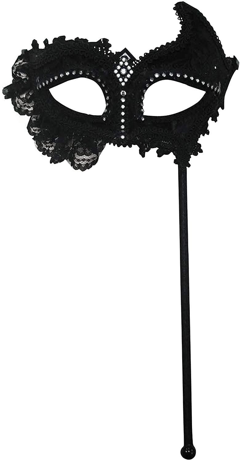 Black Mask with Lace attached to Handle - Image 2