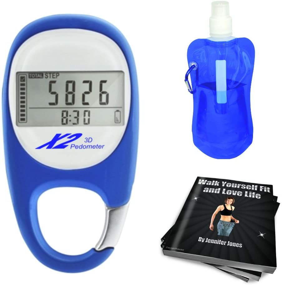 X2 Innovations Digital Pedometer and Collapsible Water Bottle Bundle