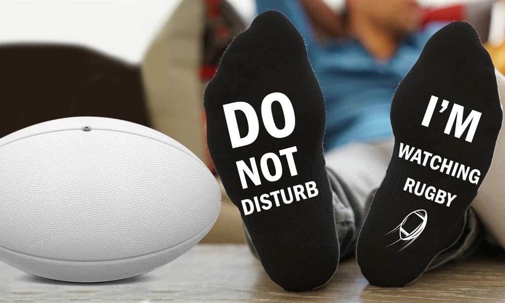 Himozoo 'Do Not Disturb I'm Watching Rugby' Socks Novelty Funny Socks for Men Women Rugby Lovers Gifts, Black-rugby, M-4XL - Image 2