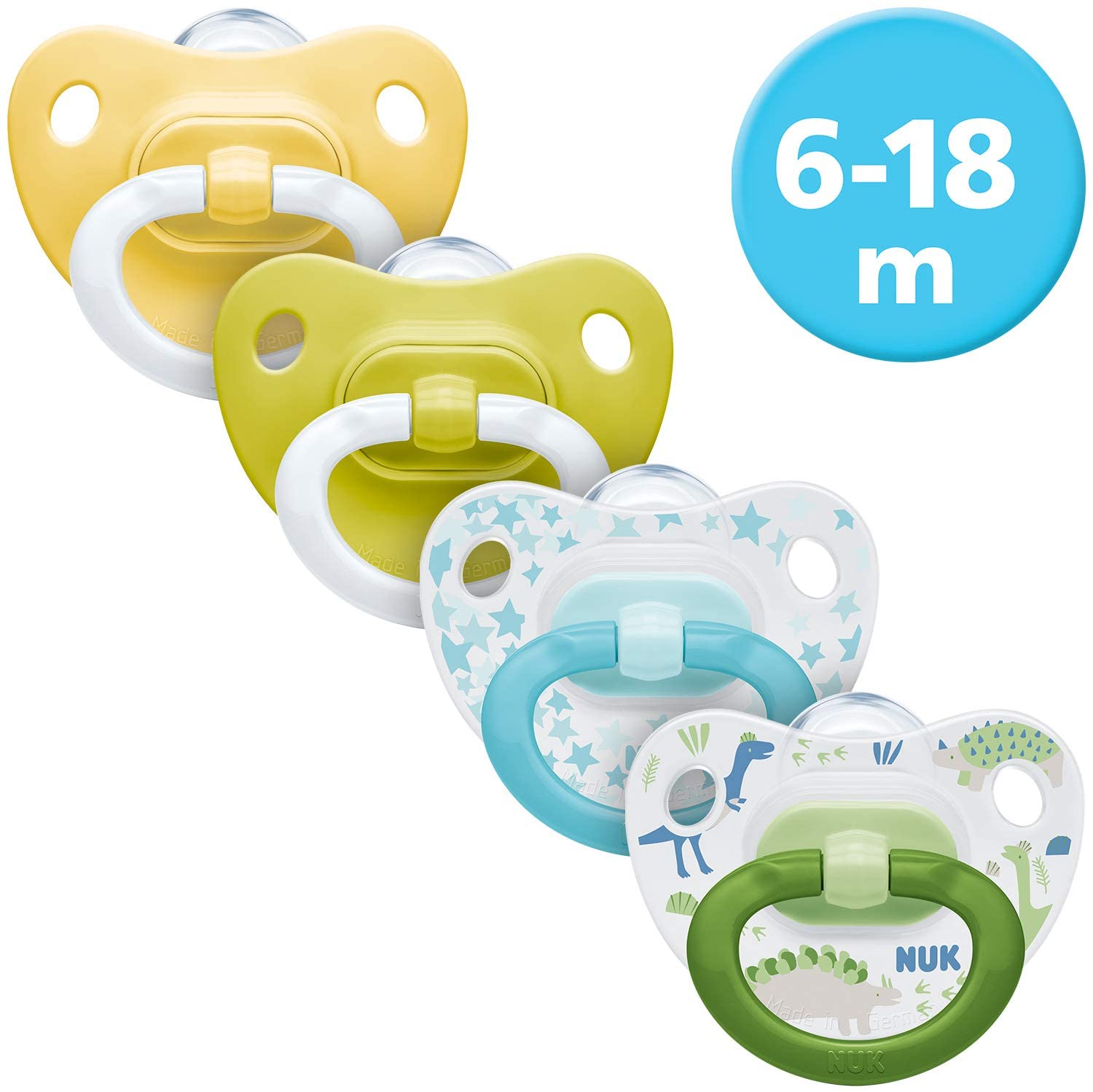 NUK Set of 4 Dummy Set, 2 x Happy Days Dummies & 2 x Fashion Dummies, 6