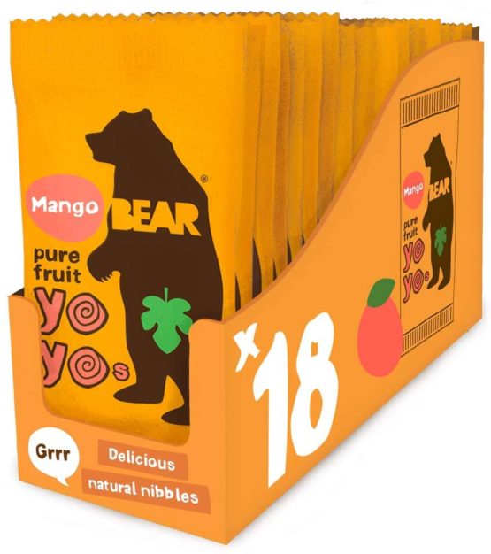 BEAR Mango Yoyos - Delicious Real Fruit Snacks - Great for Lunchboxes - Healthy Kids Snack - 18 x 20 g
