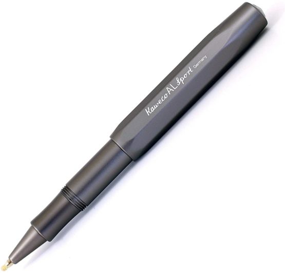 Kaweco AL Sport Gel/Ballpoint Pen with 0.7 mm Rollerball Pen Refill for Left-Handers and Right-Handers in Classic Design with Ceramic Ball I Gel Roller 13.5 cm Grey