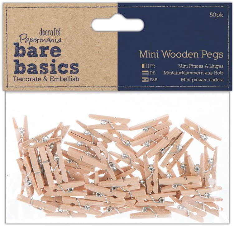 Brown Papermania Mini Wooden Peg Pack of 50 