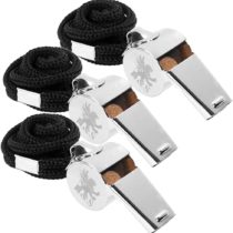 H&S 3 Whistles - Referee Whistle - Sports Whistle Metal Coach Whistle with Lanyard for Football Stainless Steel