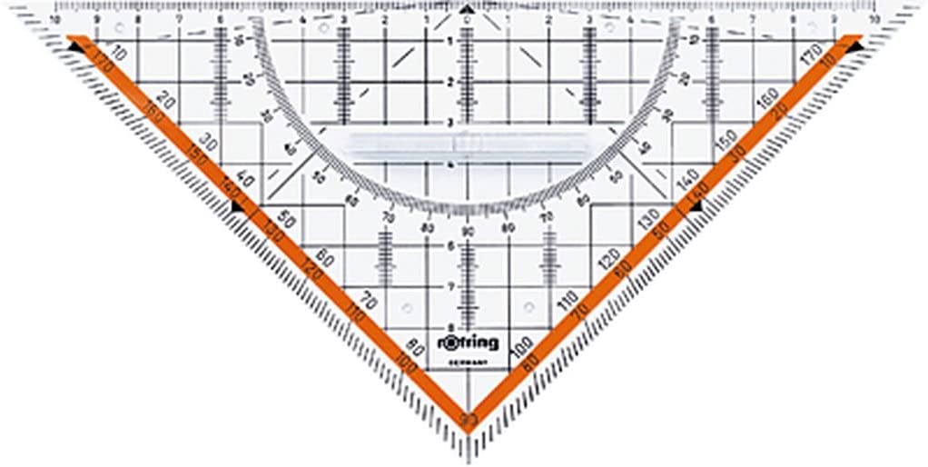rOtring Centro Large Geometry Set Square with Handle 23cm, Red, 23 cm