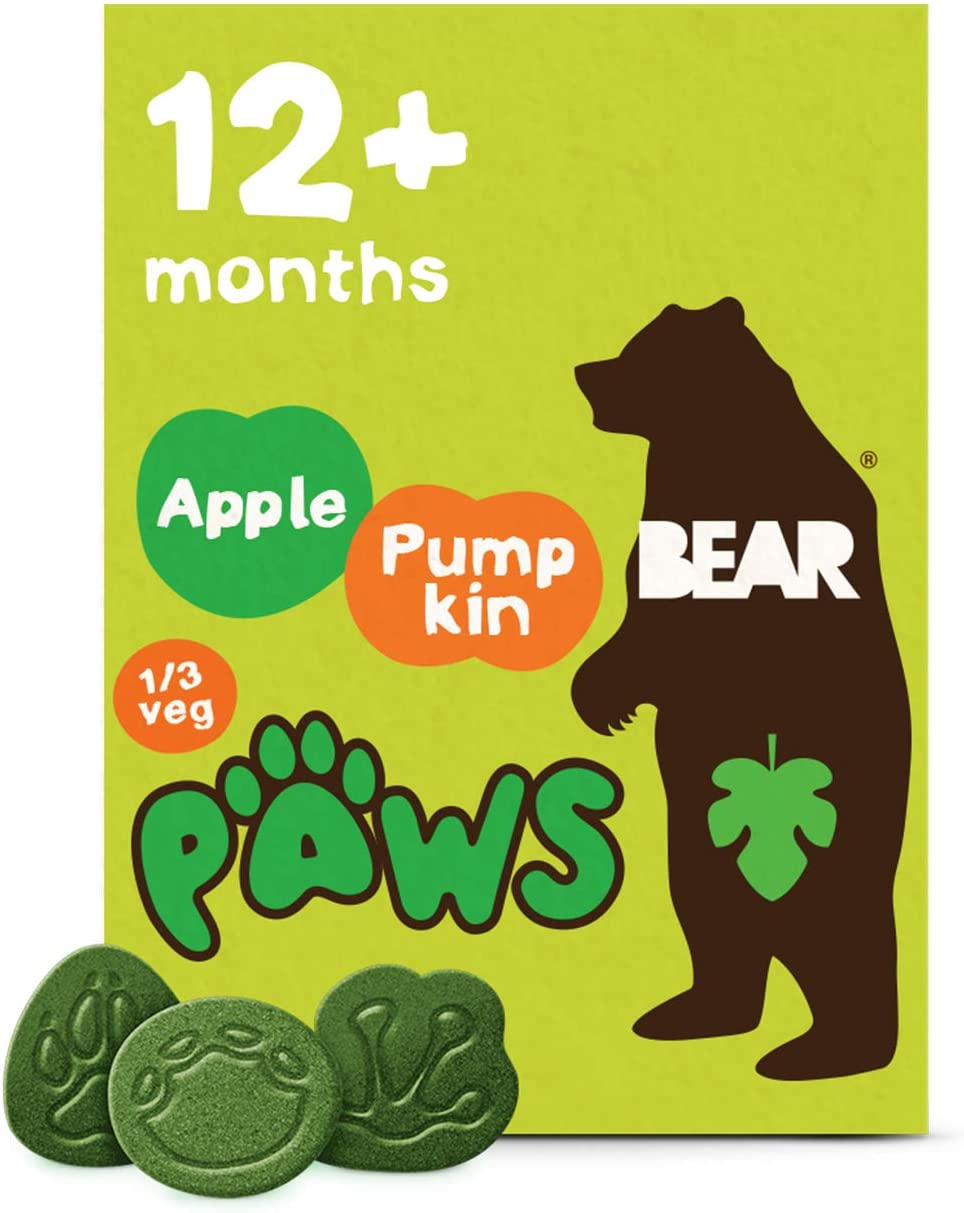 BEAR Apple & Pumpkin Pure Fruit & Veg Paws - Suitable for 2+ years - 20g (20 packs), 20 g (Pack of 20)