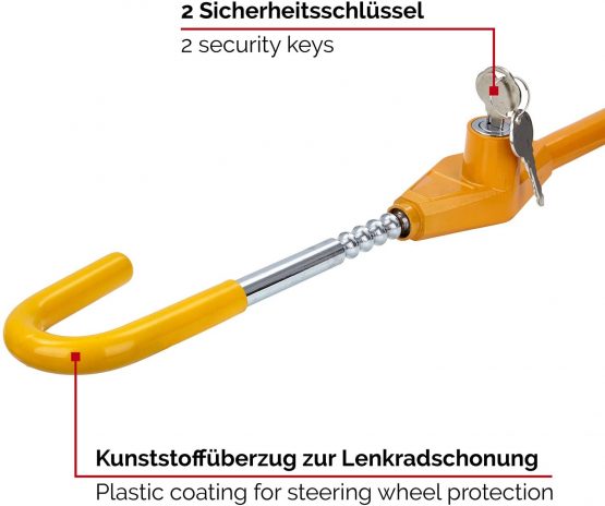 PRETEX steering wheel Lock Made of Hardened Steel - Steering Lock is Universally Adjustable, Protects Against Car Theft - Car Security, Locking Bar, Car Wheel Lock and Antitheft Locking Devices - Image 3