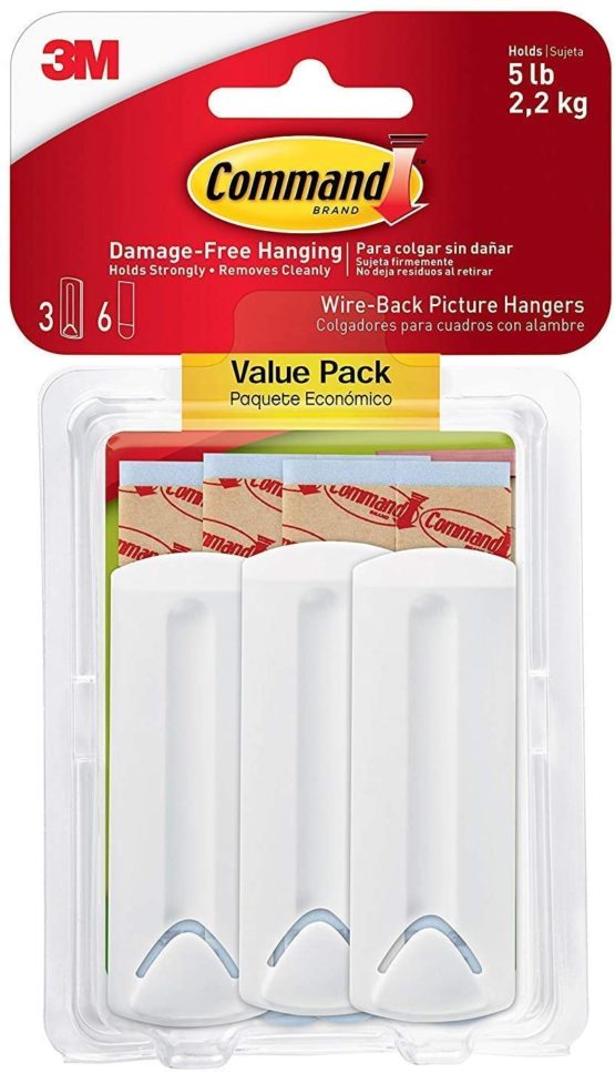 Command Wire Back Picture Hanger Value Pack, White, 6-Hangers