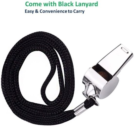 Golvery Coach Whistle Metal Referee Whistle with Lanyard, Stainless Steel Loud Whistle for School, Sports Trainning, Soccer, Football, Basketball, Security and Emergency Survival(1 PC-Sliver) (1PC) - Image 2