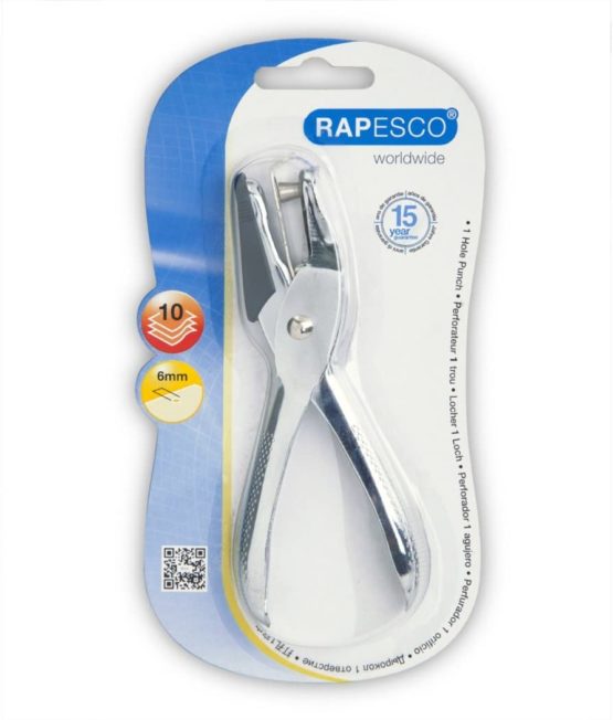 Rapesco PF25A001 Single Hole Punch, Chrome, 10 Sheet Capacity. - Image 2