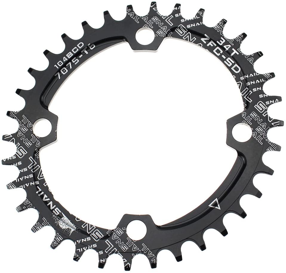 FOMTOR Oval Chainring 34T Ultralight Single Narrow Wide Chain Ring for Most SHIMANO and SRAM Cranksets,Road Bike BMX MTB (104 BCD, Black)