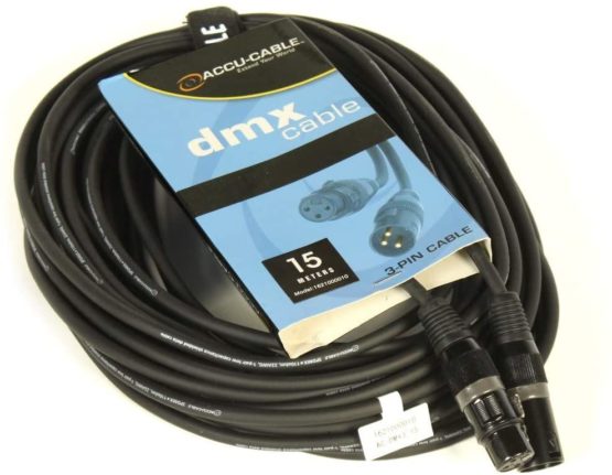 Accu Cable 15m 3 Pin DMX Cable - Black