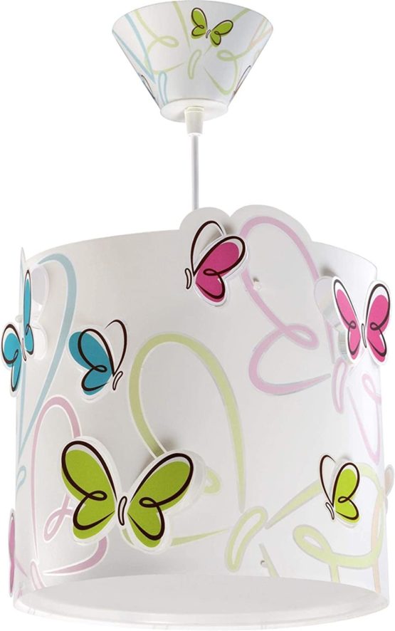 Dalber Hanging lamp Butterfly, E27, White, Pink, Blue, Green