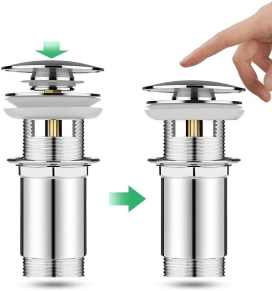 Linkax Basin Sink Waste Tap Sink Plug Slotted Bathroom Push Pop Up