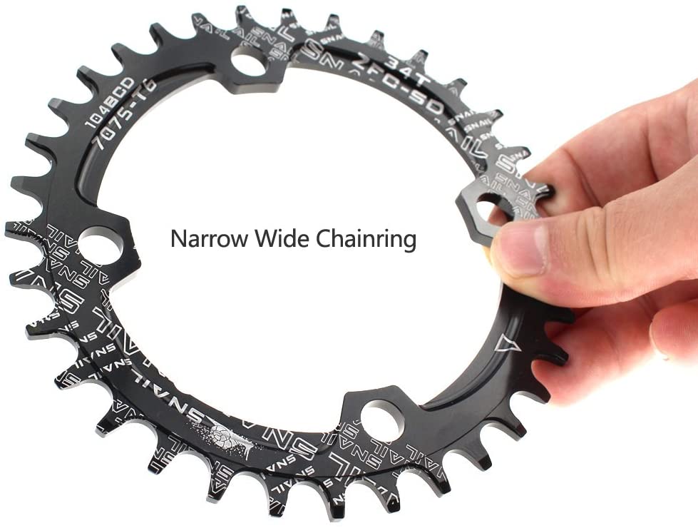 FOMTOR Oval Chainring 34T Ultralight Single Narrow Wide Chain Ring for Most SHIMANO and SRAM Cranksets,Road Bike BMX MTB (104 BCD, Black) - Image 2