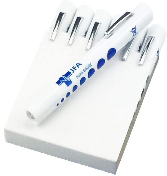 JFA Medical Disposable Pen Torch Light with Pupil Gauge, Pack of 6