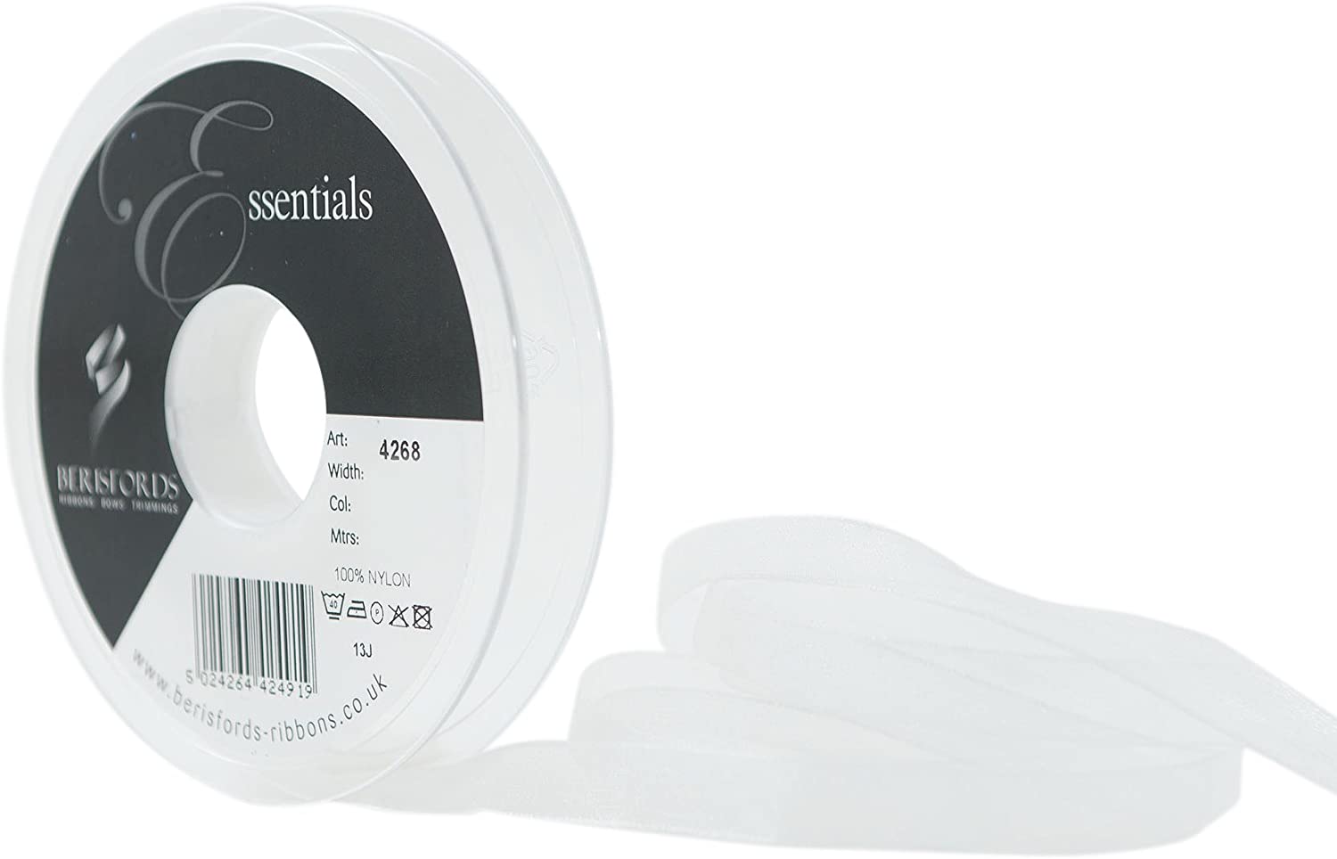Berisfords 10 mm Super Sheer Ribbon, White
