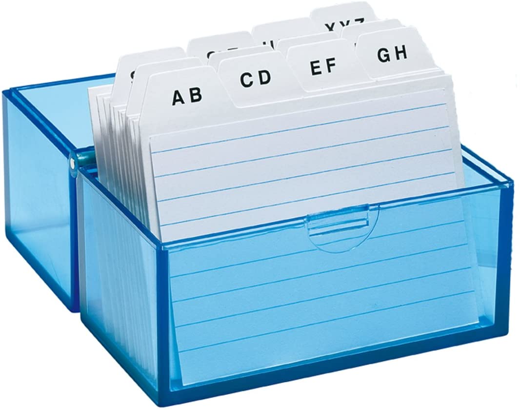 Wedo A8 Index Box with 100 Filled Index Card, Blue, A8-Format