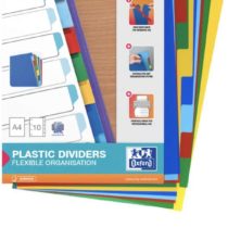 Oxford A4 Plastic 10 Part Dividers, Assorted, 1 Set