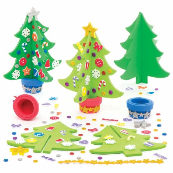 Baker Ross AR802 Felt Christmas Tree Craft Kits for Kids This Festive Season (Pack of 4), Assorted