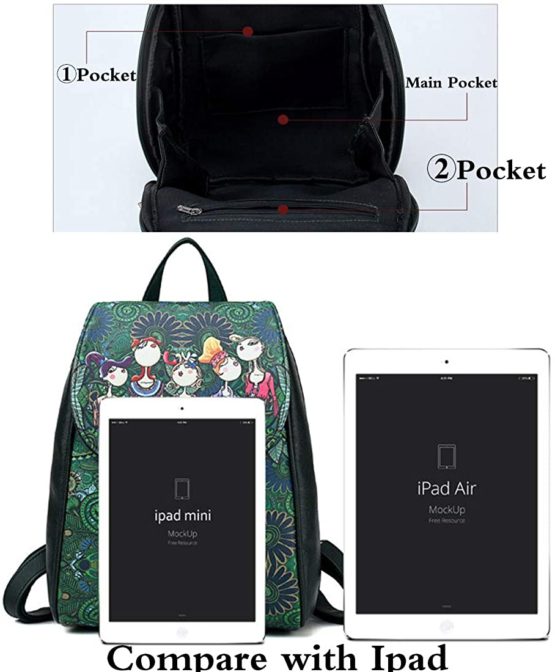 FiveloveTwo Women Girls Fashion Backpack Printed Rucksack PU Leather Daypack Handbag and Purse Travel Shoulder Satchels Top-Handle Bags - Image 4