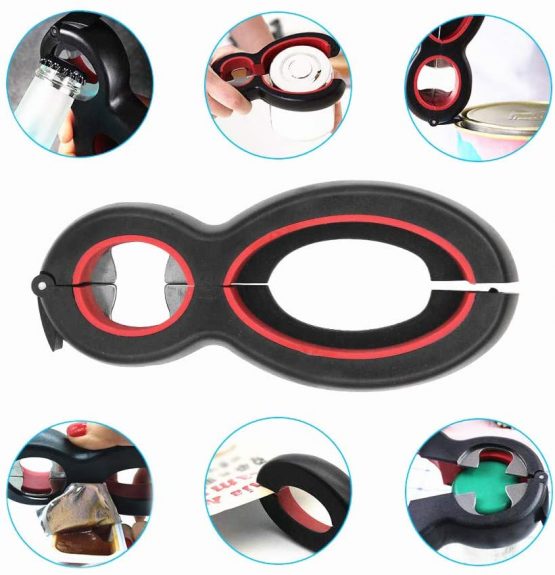 DELSEN 6 in 1 jar Opener Multi-Opener Multifunctional can Opener for Seniors, Arthritis Patients, Women, Children