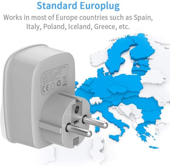 UK to EU Euro Europe Travel Adapter with 2 USB Ports - Grounded European Power Plug Adapter for Germany France Iceland Poland Spain Russia and More (Type E/F) - Image 4
