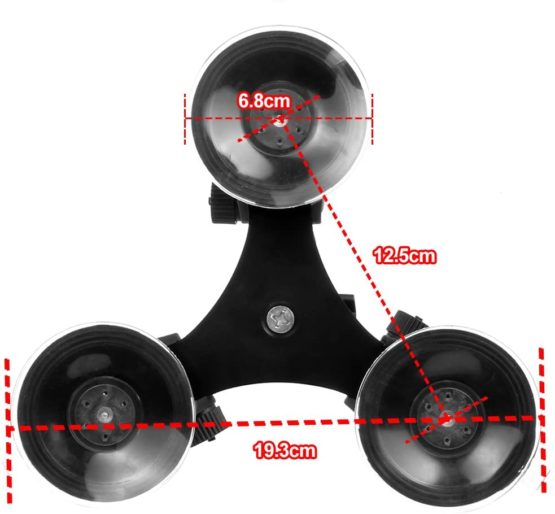 Geila Triple Cup - Camera Suction Mount - Car Mount Triple Suction Cup Mount with 1/4 Threaded Head 360 Degree Tripod Ball Head (Trip Suction Cup) - Image 2