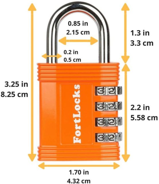 FortLocks Padlock - 4 Digit Combination Lock for Gym Outdoor & School Locker, Fence, Case & Shed - Heavy Duty Resettable Set Your Own Combo - Waterproof & Weatherproof (Black, 1 Pack) - Image 2