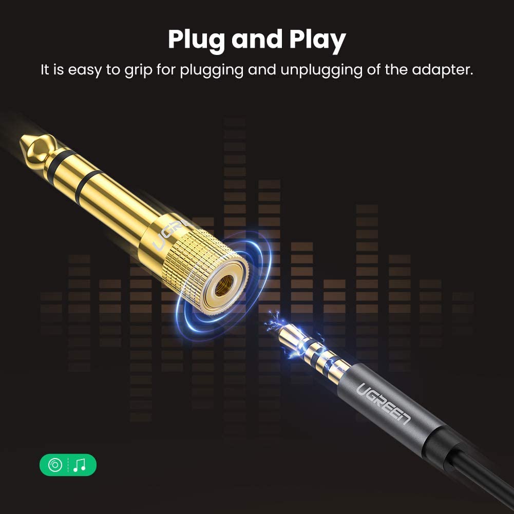 UGREEN Headphone Jack Adapter 6.35mm 1/4 to 3.5mm 1/8 inch Stereo Audio Adaptor 6.3mm Aux Jack Plug Male to Female Converter for Electric Piano,Keyboard,Guitar Amp,Mixer,Speaker,Earphone,Laptop,Phone - Image 4