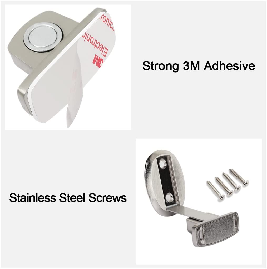 PHOEWON Strong Magnetic Door Stopper Metal Door Stop Heavy Duty Door Catch with 3M Self Adhesive Conceal Screws Floor Mounted - Image 4