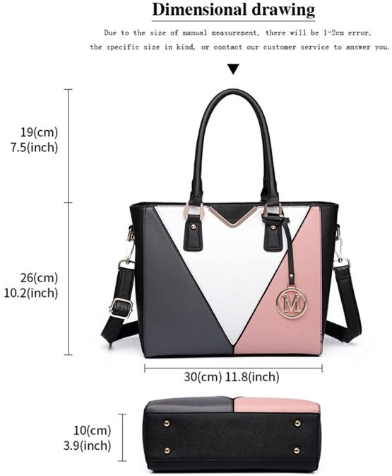 Miss Lulu Leather Look V-Shape Shoulder Handbag - Image 4