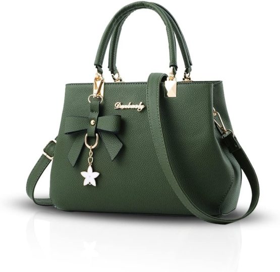 NICOLE & DORIS Women's Handbag PU Leather Shoulder Bag Travel Top Handle Bag Fashion Crossbody Bag with Bowknot Pendant