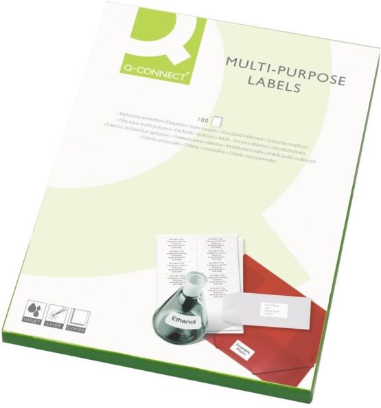 Q Connect 105x42mm Butt Cut 14 Per A4 Sheet Multi-purpose Label - White (Pack of 100)