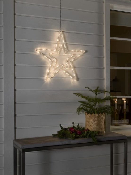 Konstsmide 4471-103EE Christmas Outdoor Silhouette Lights / LED Acrylic Decoration Star / Outdoor Lighting (IP44) / 8 Functions, with Memory Control Unit / 48 Warm White LEDs / Transparent Cable - Image 3