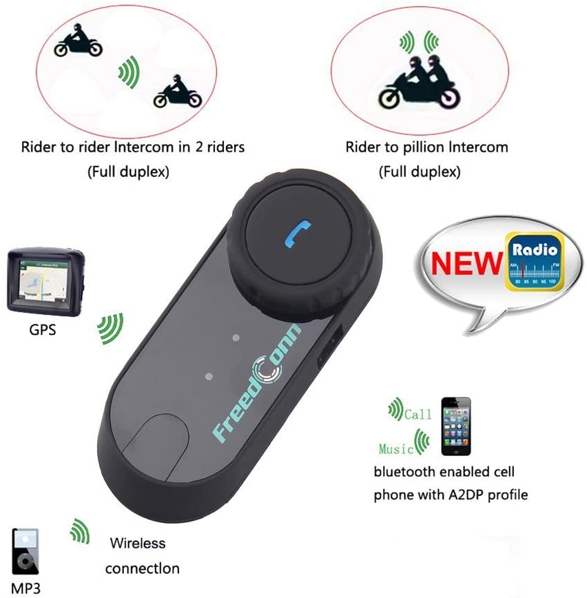 Motorcycle Helmet Headset, FreedConn T-comVB Waterproof Motorbike Helmet Intercom Communication System Bluetooth Headsets with 800m, GPS, FM Radio, MP3 Player (1 packs with Soft Microphone + Hard Mic) - Image 4