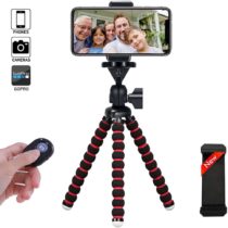 Phone Tripod, Tabletop Travel Portable and Flexible Camera Stand Holder with Wireless Remote and Universal Clip (7.58 inch)