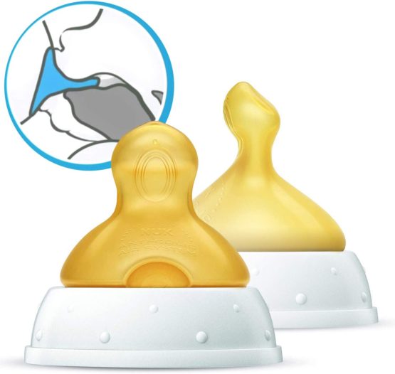 NUK First Choice+ Baby Bottle Teat, 6-18 Months, Latex with Large Feed Hole, Anti-Colic, 2 Count - Image 3