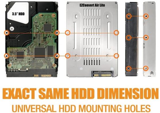 Icy Dock EZConvert Air Lite MB482SP-3B - 2.5 Inch (6.4cm) to 3.5 Inch (8.9cm) SATA SSD / HDD Converter - Image 3